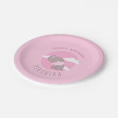 Girl Elephant Pink Droy Kinderen Birthday Party Papieren Bordje (Gekanteld)