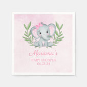 Girl Elephant Tropical Summer Floral Baby shower Servet (Voorkant)