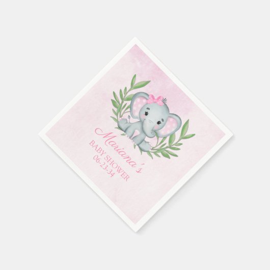 Girl Elephant Tropical Summer Floral Baby shower Servet (Hoek)