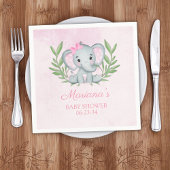 Girl Elephant Tropical Summer Floral Baby shower Servet