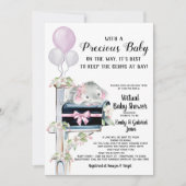 Girl Elephant Virtual Online Video Baby shower Kaart (Voorkant)