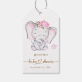 Girl Elephant Waterverf Baby shower Cadeaulabel (Voorkant)