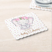 Girl Elephant Waterverf Baby shower Kartonnen Onderzetters (Gebogen)