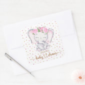 Girl Elephant Waterverf Baby shower Vierkante Sticker (Envelop)