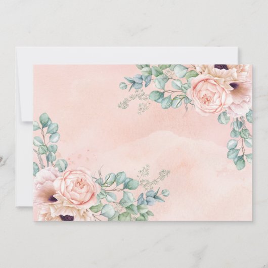 Girl Elephant Wild One Blush Floral Birthday Foto Kaart (Achterkant)