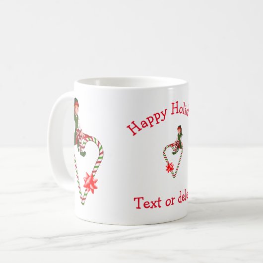 Girl Elf Candy Cane Kerstfeestdag Koffiemok (Voorkant links)
