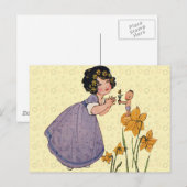 Girl Elf Fairy Daffodil Antiek Pasen Briefkaart (Voorkant / Achterkant)