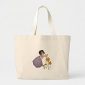 Girl Elf Fairy Daffodil Antiek Pasen Grote Tote Bag (Voorkant)