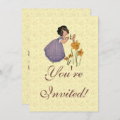 Girl Elf Fairy Daffodil Antiek Pasen Kaart (Voorkant / Achterkant)