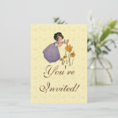 Girl Elf Fairy Daffodil Antiek Pasen Kaart (Staand voorkant)