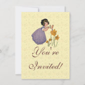 Girl Elf Fairy Daffodil Antiek Pasen Kaart (Voorkant)