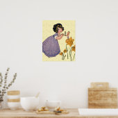 Girl Elf Fairy Daffodil Antiek Pasen Poster (Keuken)