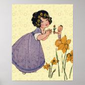 Girl Elf Fairy Daffodil Antiek Pasen Poster (Voorkant)