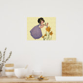 Girl Elf Fairy Daffodil Antiek Pasen Poster (Keuken)