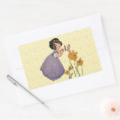 Girl Elf Fairy Daffodil Antiek Pasen Rechthoekige Sticker (Envelop)