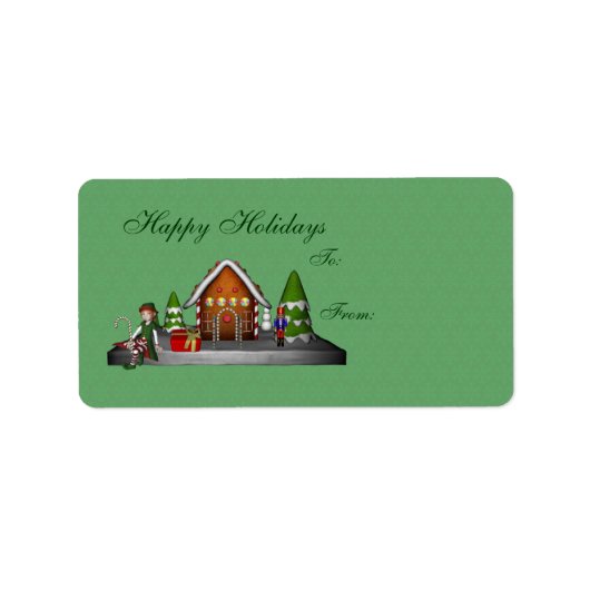 Girl Elf Gingerbrood House Holiday Gift Label (Voorkant)