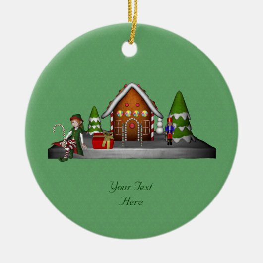 Girl Elf Gingerbrood House Holiday Ornament (Voorkant)