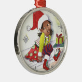 Girl Elf-kerstversiering Metalen Ornament (Rechts)