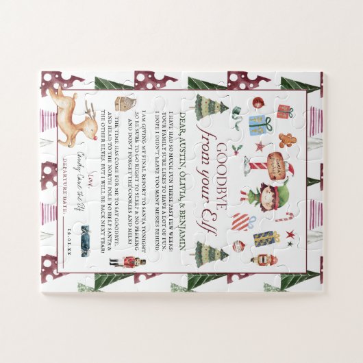 Girl Elf | Kinder kerstbrief Elf Goodbye Legpuzzel (Horizontaal)