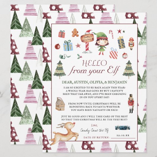 Girl Elf | Kinder kerstbrief Elf Hallo (Voorkant / Achterkant)