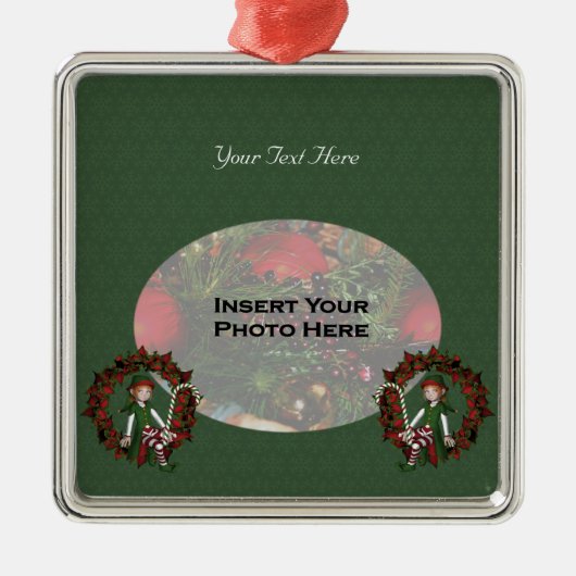 Girl Elf Wreath Holiday Foto Ornament (Voorkant)