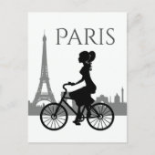 Girl en Bicycle Paris Eiffel Tower Briefkaart (Voorkant)