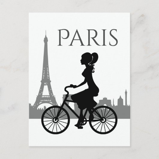 Girl en Bicycle Paris Eiffel Tower Briefkaart (Voorkant)