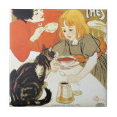 Girl en Cat, Alexandre Steinlen Tegeltje (Voorkant)