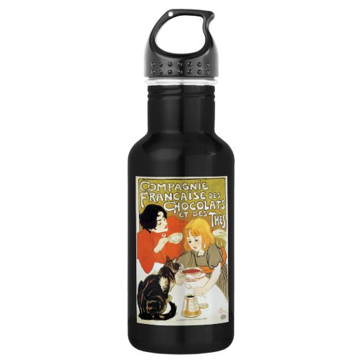 Girl en Cat, Alexandre Steinlen Waterfles (Voorkant)