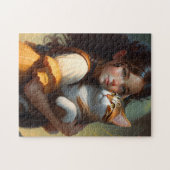 GIRL- EN CAT ART JIGSAW PUZZZLE LEGPUZZEL (Horizontaal)