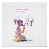 Girl en Dandelion waterverf decor Perfect Poster (Voorkant)