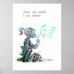 Girl en Dandelion waterverf decor Poster
