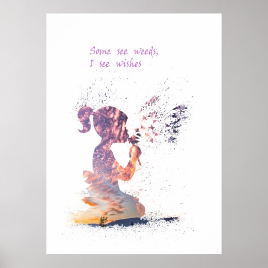 Girl en Dandelion waterverf decor Poster (Voorkant)