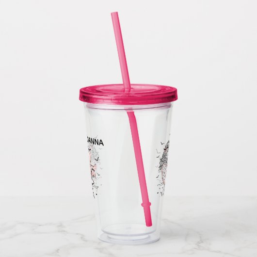 Girl en Flamingo Acryl Drinkbeker (Links)