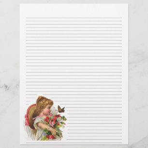 Girl en Flowers Lined Letterhead