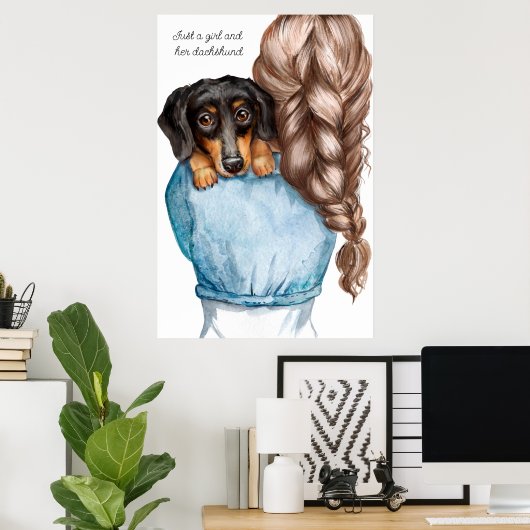 Girl en haar Poster Dachshund (Thuiskantoor)