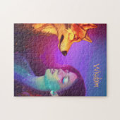 Girl en haar Wolf AI Generated Fantasy Pop Art Jig Legpuzzel (Horizontaal)