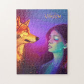 Girl en haar Wolf AI Generated Fantasy Pop Art Jig Legpuzzel (Verticaal)