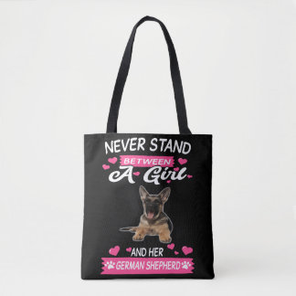 Girl en her German Shepherd Tote Bag