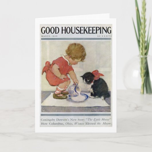 Girl en Kitten, Jessie Willcox Smith Kaart (Voorkant)