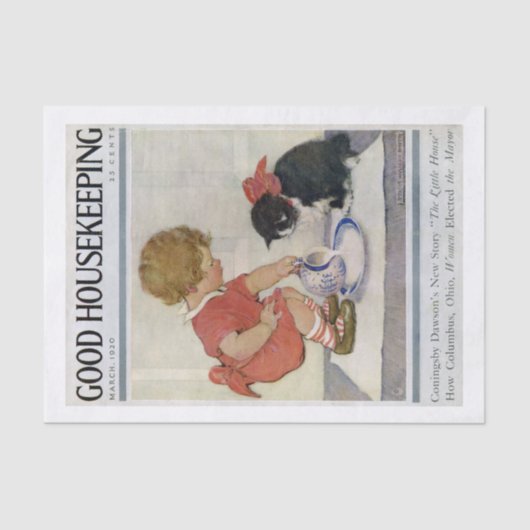 Girl en Kitten, Jessie Willcox Smith Tissuepapier (Voorkant)