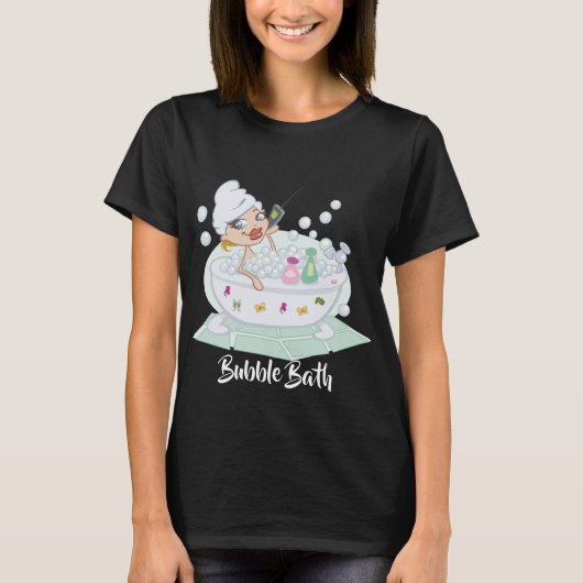 Girl Enjoing Bubble Bath Black T-shirt (Voorkant)