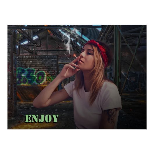 Girl Enjoing Smoke Perfect Poster (Voorkant)