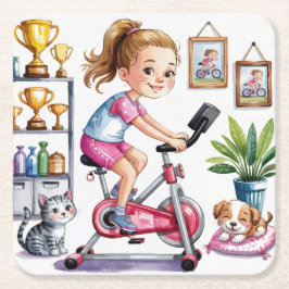 Girl Exercise Bike Onderzetter Set