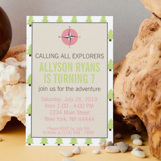 Girl Explorer, Natuur, glamping Adventure-verjaard Kaart