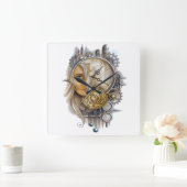 Girl Face Cogwheels Iron Ball Hall Decor Vierkante Klok (Huis)