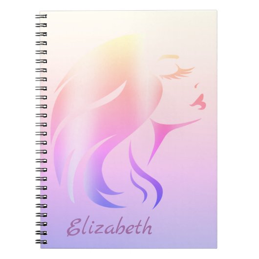 Girl Face Silhouette, Ombre - Gepersonaliseerd Notitieboek (Voorkant)