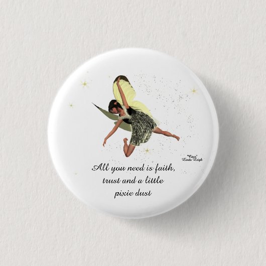 Girl Fairy met gele Button van Wings (Voorkant)