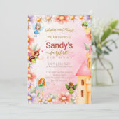 Girl Fairy verjaardagsfeestje uitnodiging (Staand voorkant)