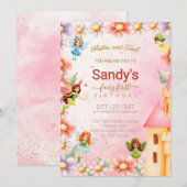 Girl Fairy verjaardagsfeestje uitnodiging (Voorkant / Achterkant)